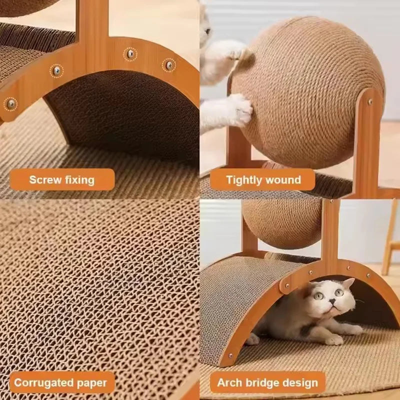 Natural Wooden Cat Scratcher — Designed for Healthy Claws & Daily Play
