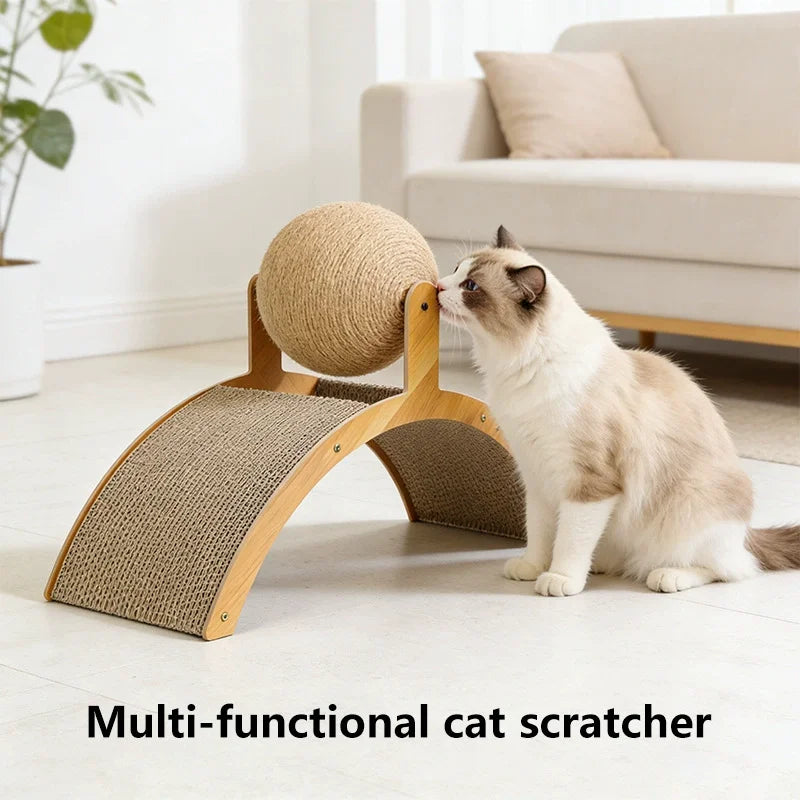 Natural Wooden Cat Scratcher — Designed for Healthy Claws & Daily Play